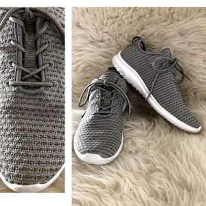 Gray/ Gold Sparkle Fly Knit Sneakers Tennis Shoes